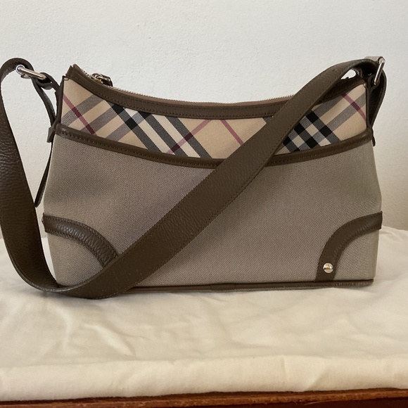 Vintage Burberry Check Fabric and Leather trimmed Shoulder Bag - Picture 1 of 8